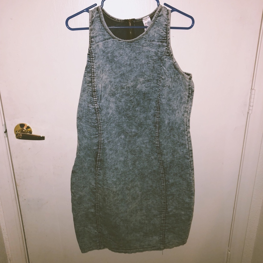 Acid wash denim dress